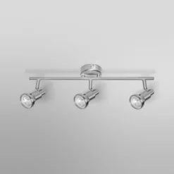Downlight OSRAM, plateado, metal, 3 luces, GU10-LED, 2700 K