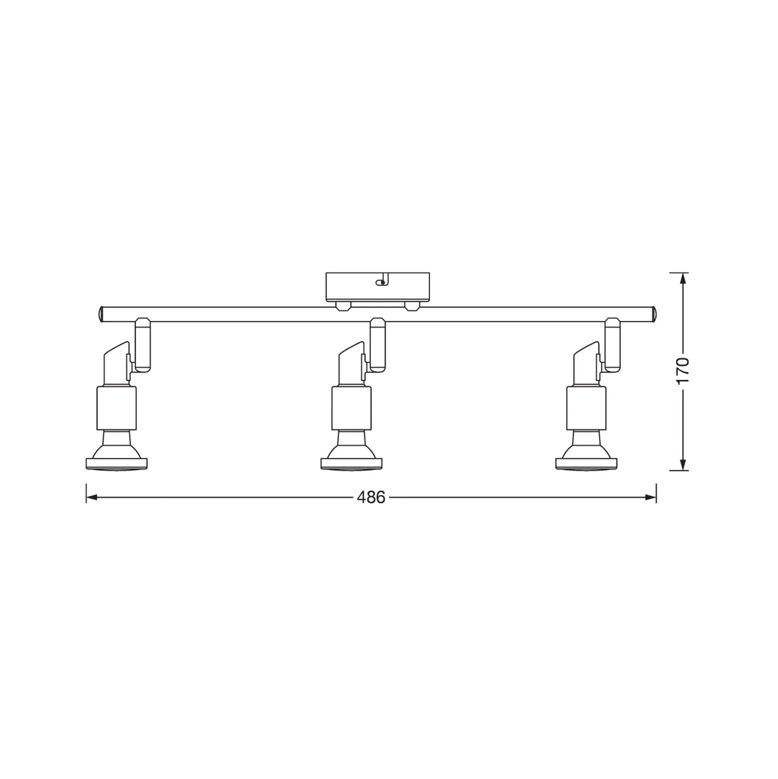 Downlight OSRAM, plateado, metal, 3 luces, GU10-LED, 2700 K
