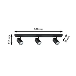 Downlight Paulmann Zyli, negro, 60 cm, 3 luces, IP44