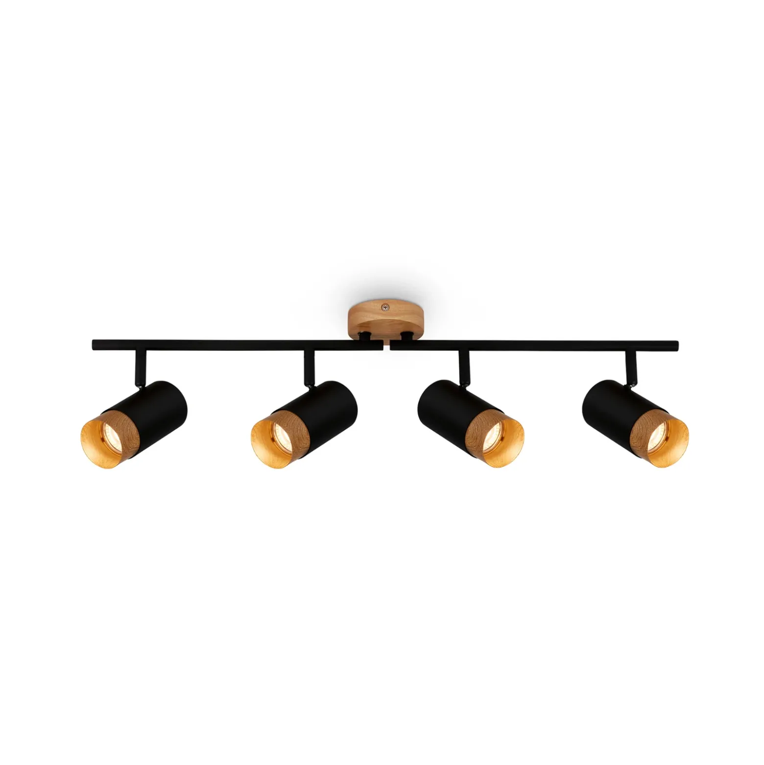 Downlight Plek GU10 negro/madera 4 luces