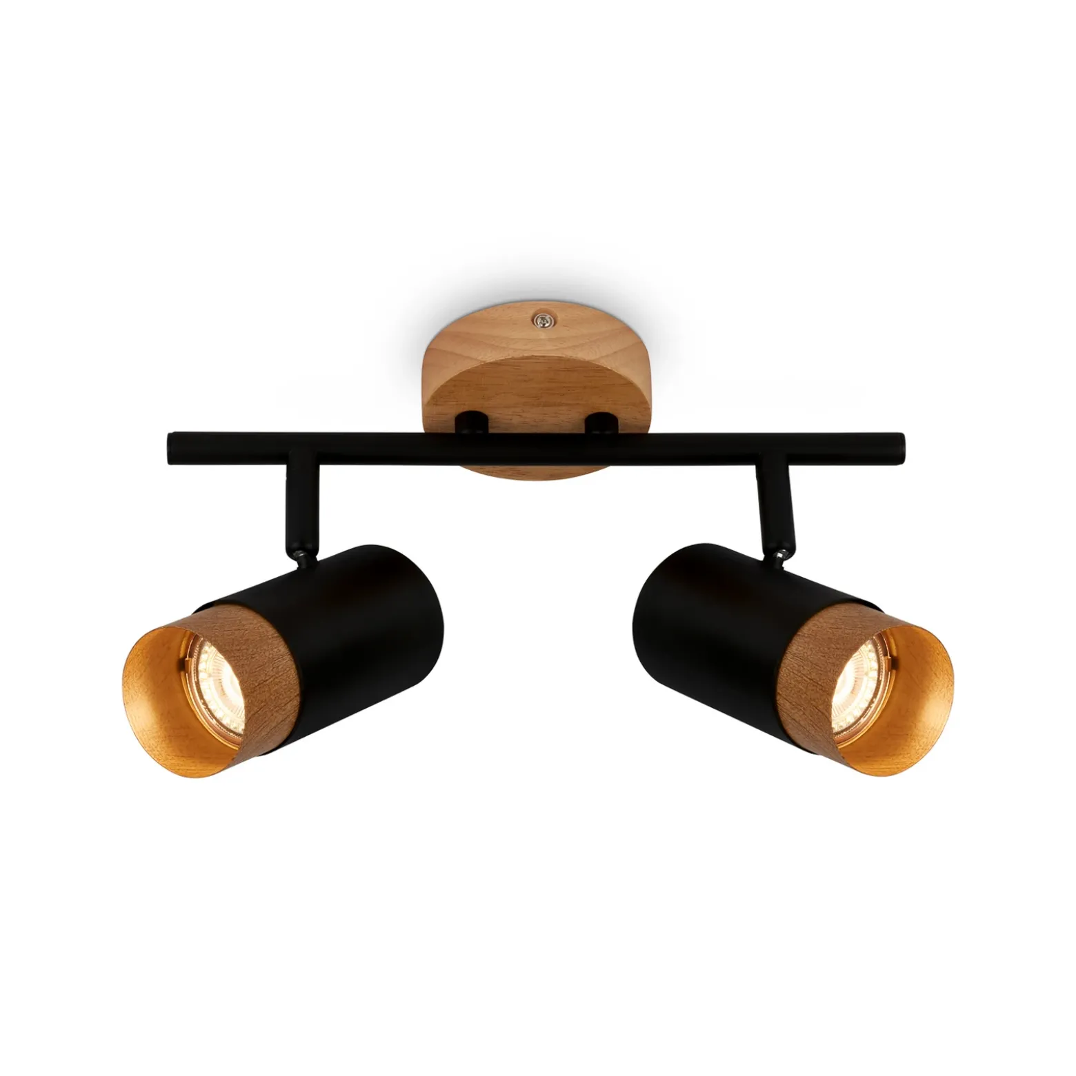 Downlight Plek GU10 negro/madera 2 luces