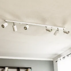 Downlight redondo, blanco, 6 luces lineales