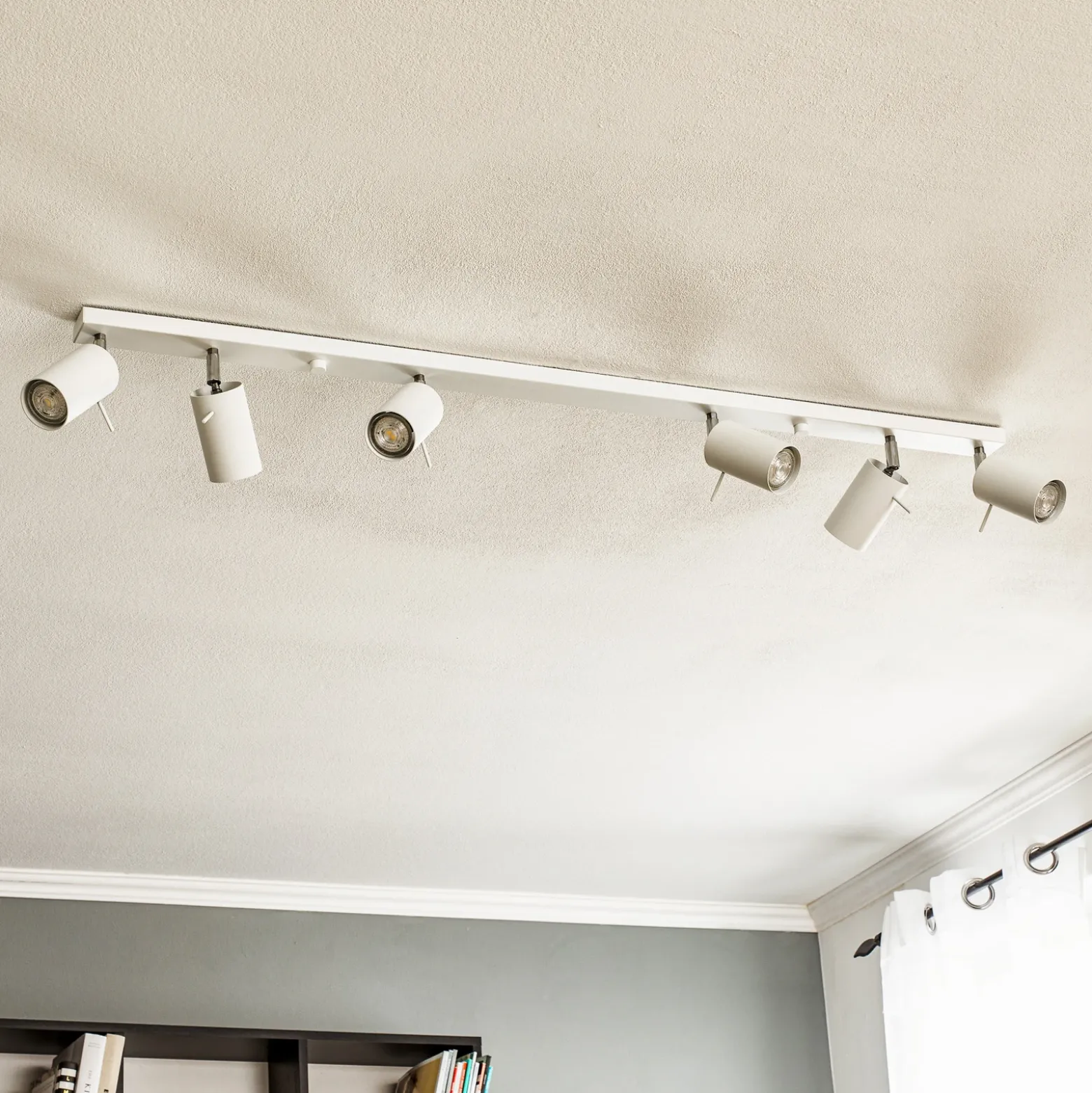 Downlight redondo, blanco, 6 luces lineales