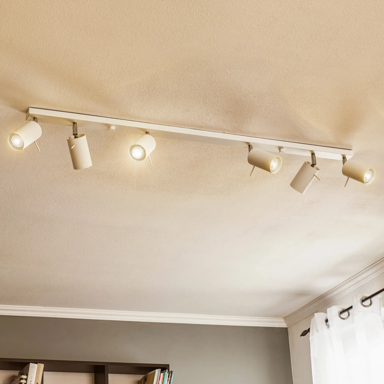 Downlight redondo, blanco, 6 luces lineales