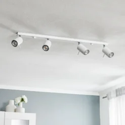 Downlight redondo, blanco, 4 luces lineales