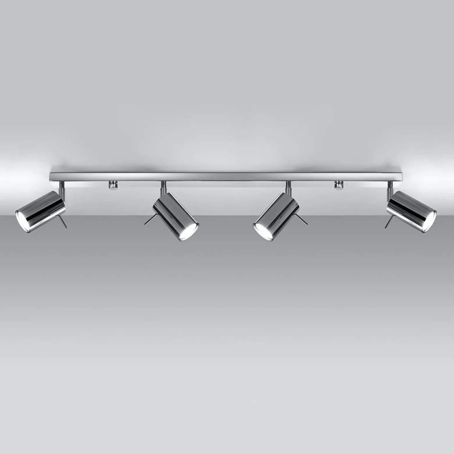 Downlight redondo, cromado, 4 luces lineales