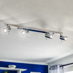 Downlight redondo, cromado, 4 luces lineales