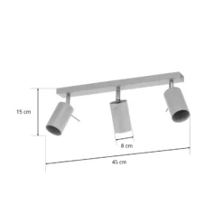 Downlight redondo, gris, 3 luces lineales
