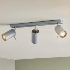 Downlight redondo, gris, 3 luces lineales