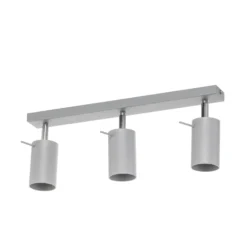 Downlight redondo, gris, 3 luces lineales