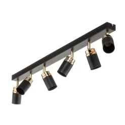 Downlight Reno, 6 luces, negro/dorado