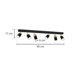 Downlight Reno, 6 luces, negro/dorado