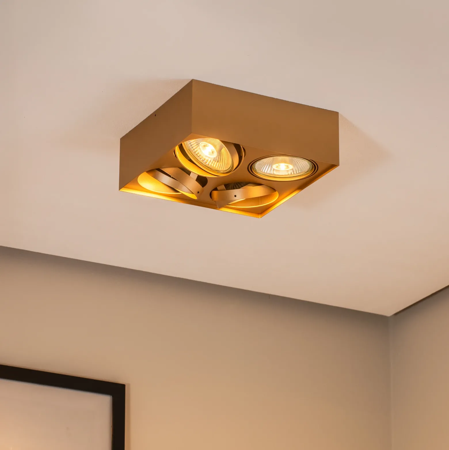 Downlight Riesta, dorado, 4 luces