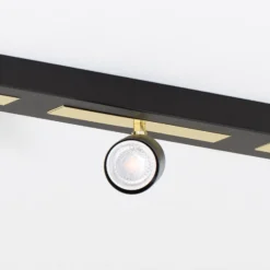 Downlight Rodez, negro/dorado, longitud 80 cm, 3 luces.