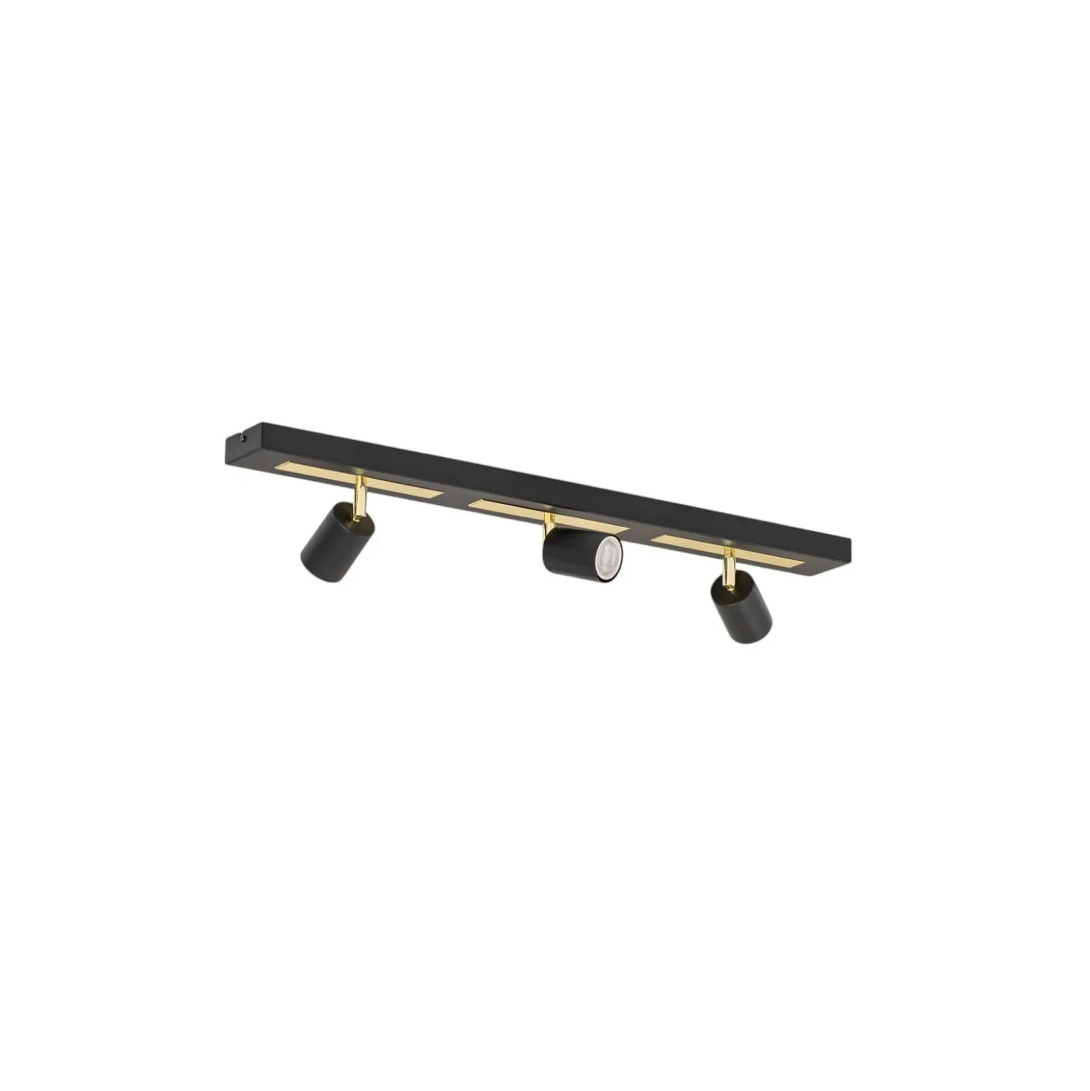 Downlight Rodez, negro/dorado, longitud 80 cm, 3 luces.
