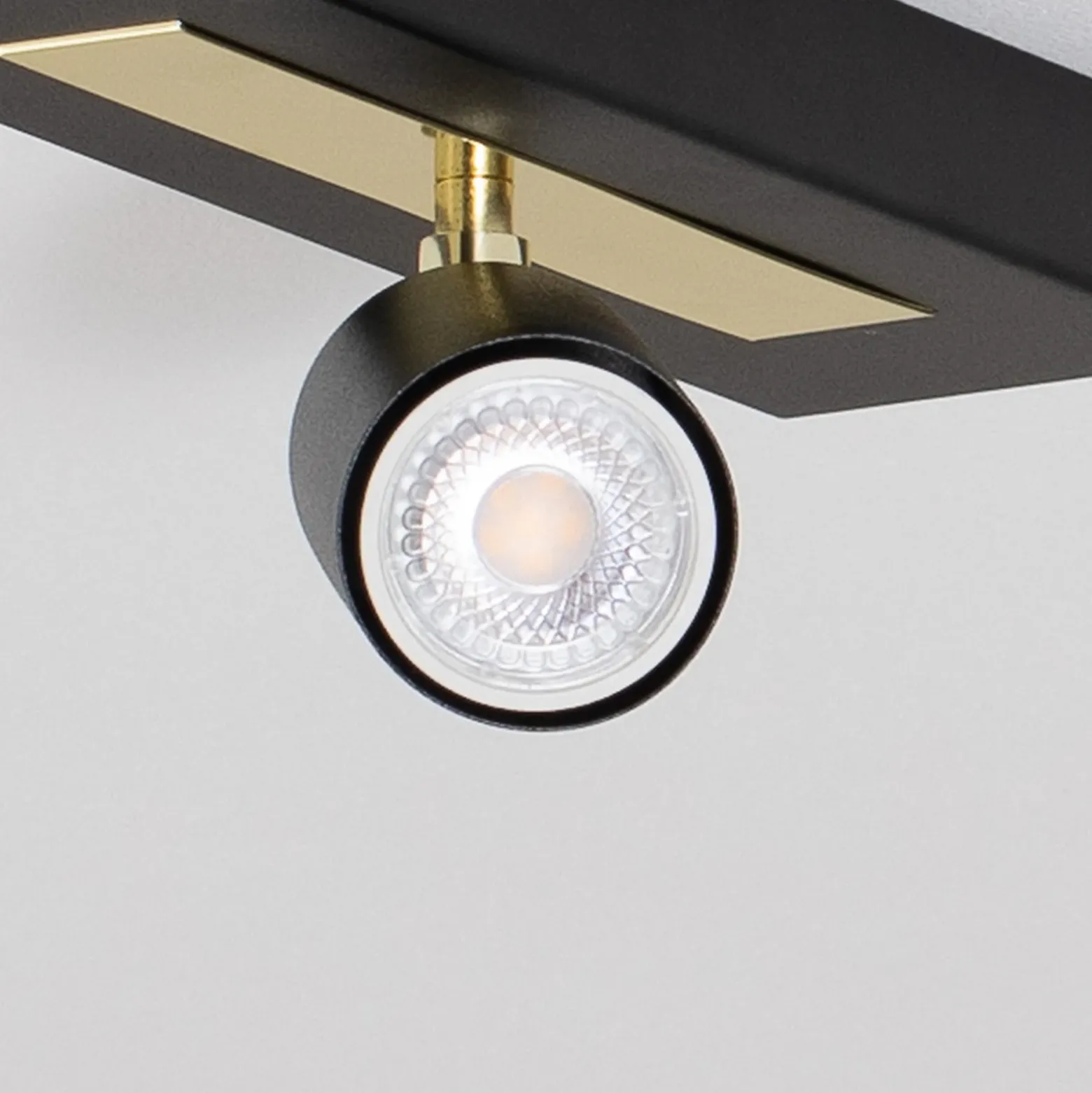 Downlight Rodez, negro/dorado, longitud 30 cm, acero