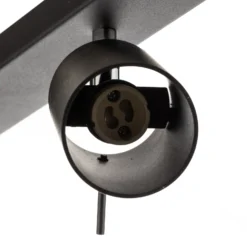 Downlight Round en negro, 4 luces lineales