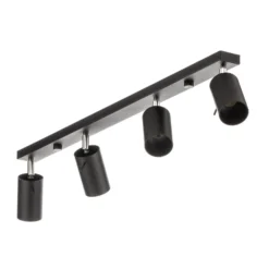 Downlight Round en negro, 4 luces lineales