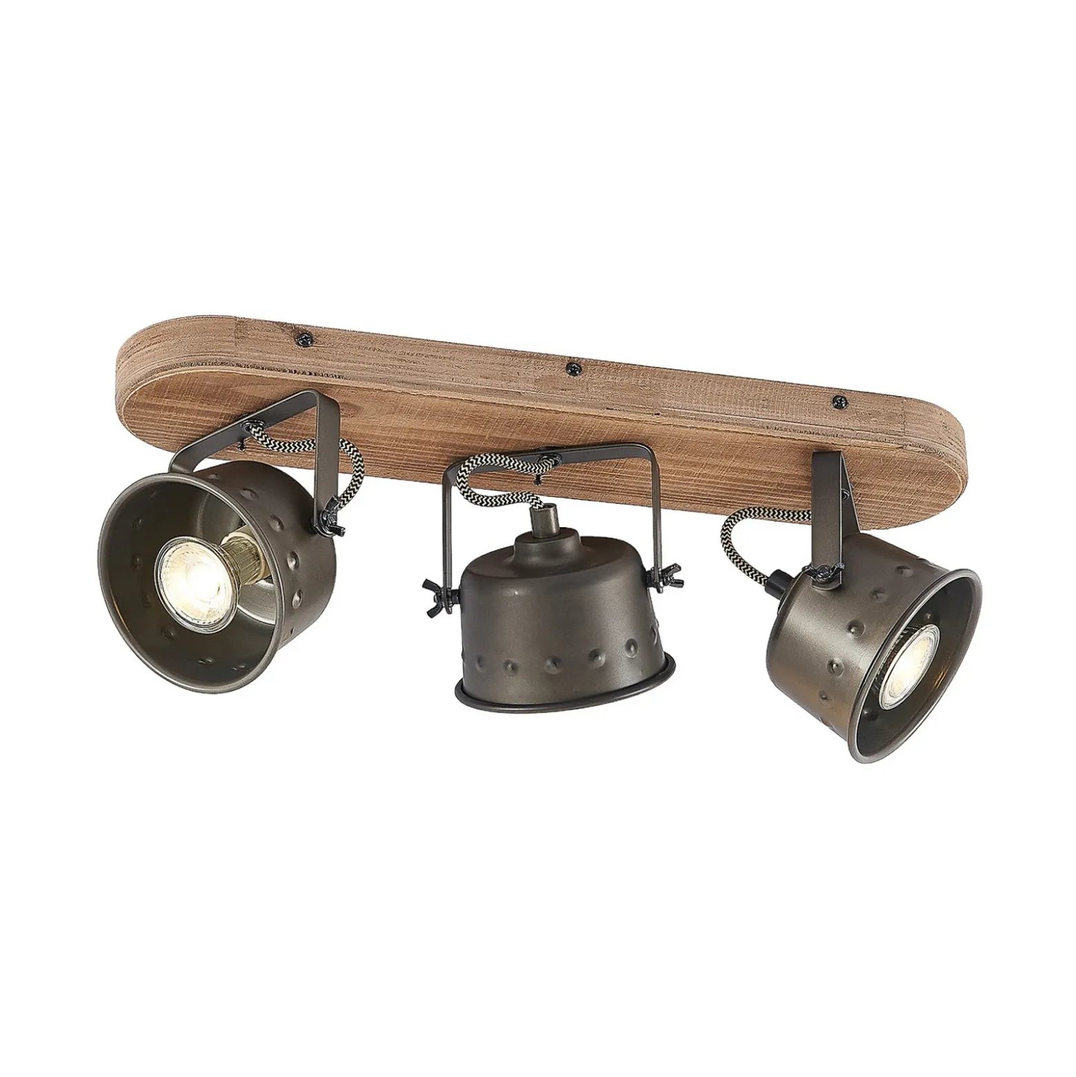 Downlight Rubinjo de Lindby, 45 cm, 3 luces, madera, GU10