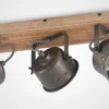 Downlight Rubinjo de Lindby, 45 cm, 3 luces, madera, GU10