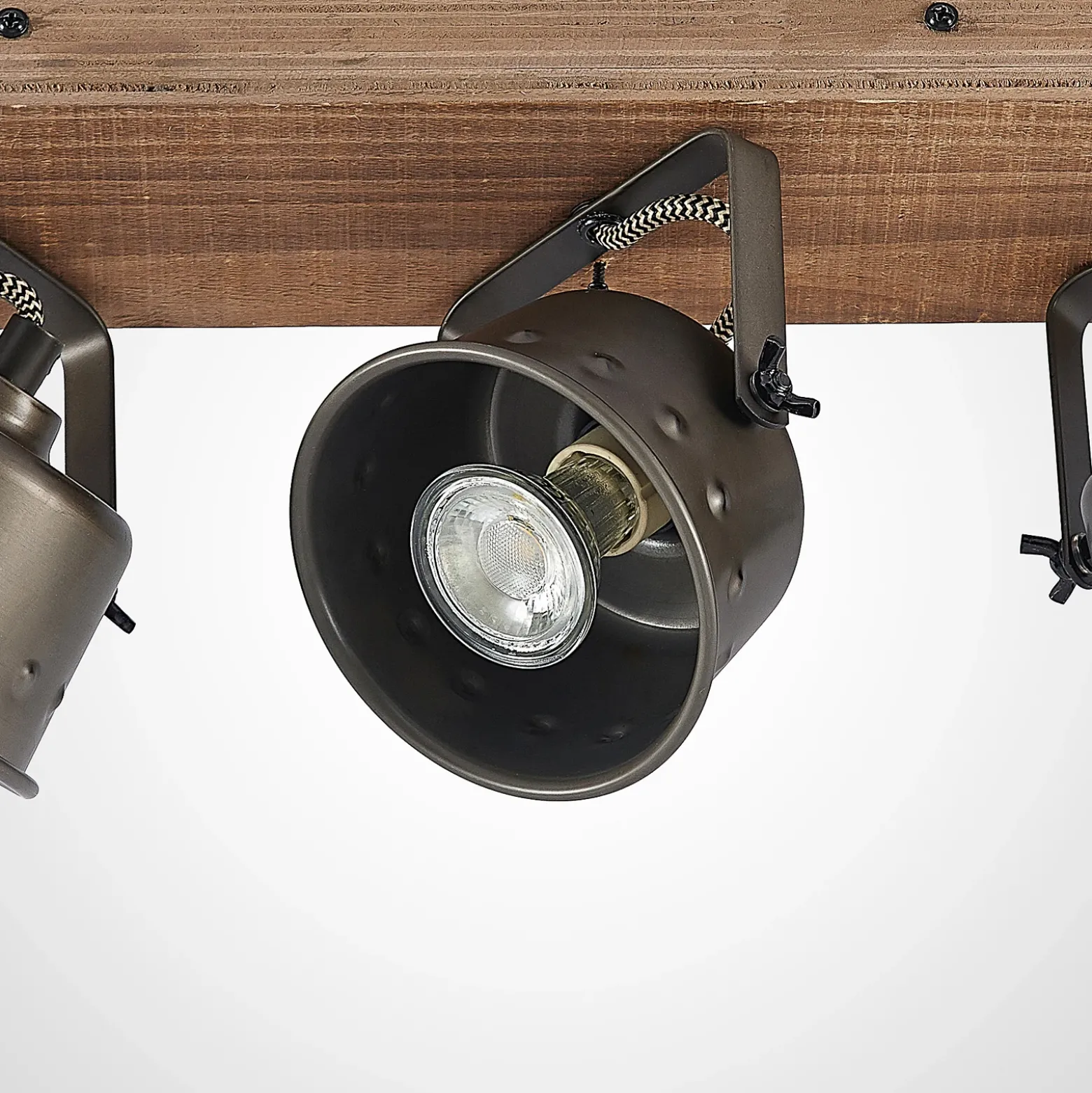 Downlight Rubinjo de Lindby, 62 cm, 4 luces, madera, GU10