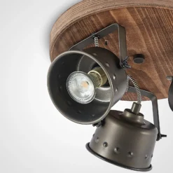 Downlight Rubinjo de Lindby, Ø 31 cm, 3 luces, madera, GU10