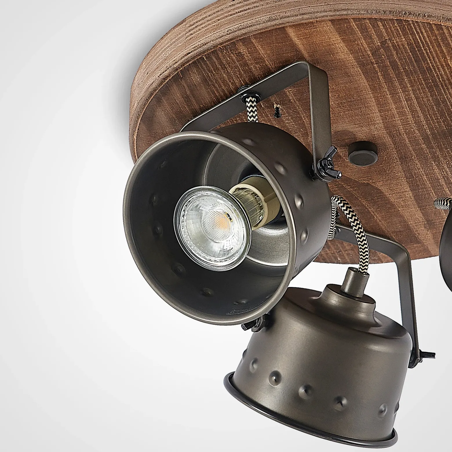 Downlight Rubinjo de Lindby, Ø 31 cm, 3 luces, madera, GU10