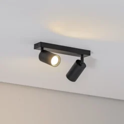 Downlight Sado, negro, acero, orientable, 2 luces