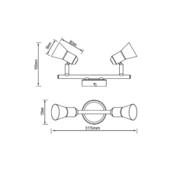 Downlight Sanny, hierro/cromo, anchura 31,5 cm, metal