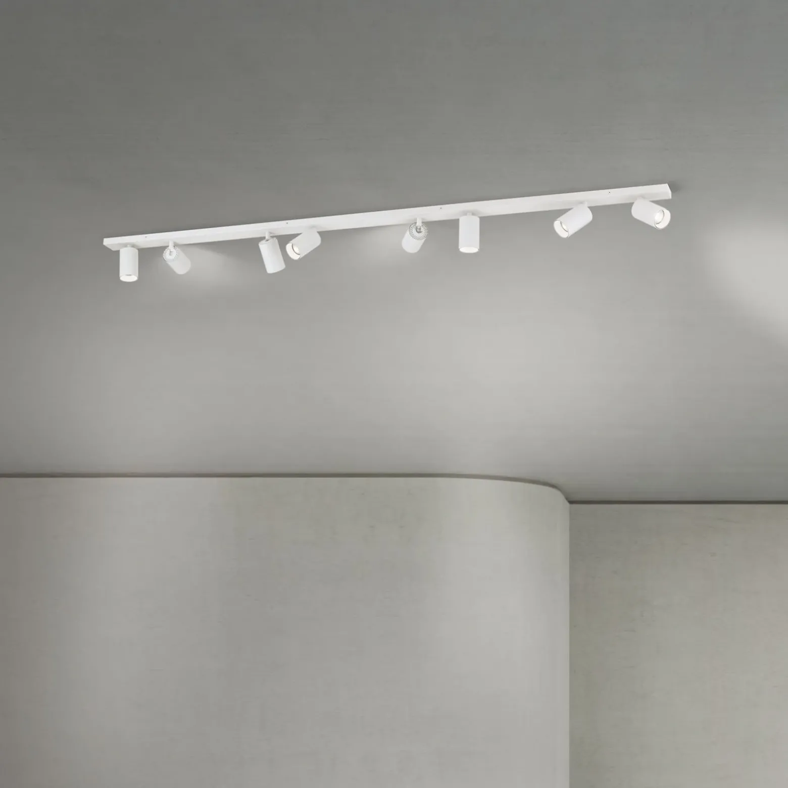 Downlight Sean, blanco, 8 luces, acero, aluminio, GU10