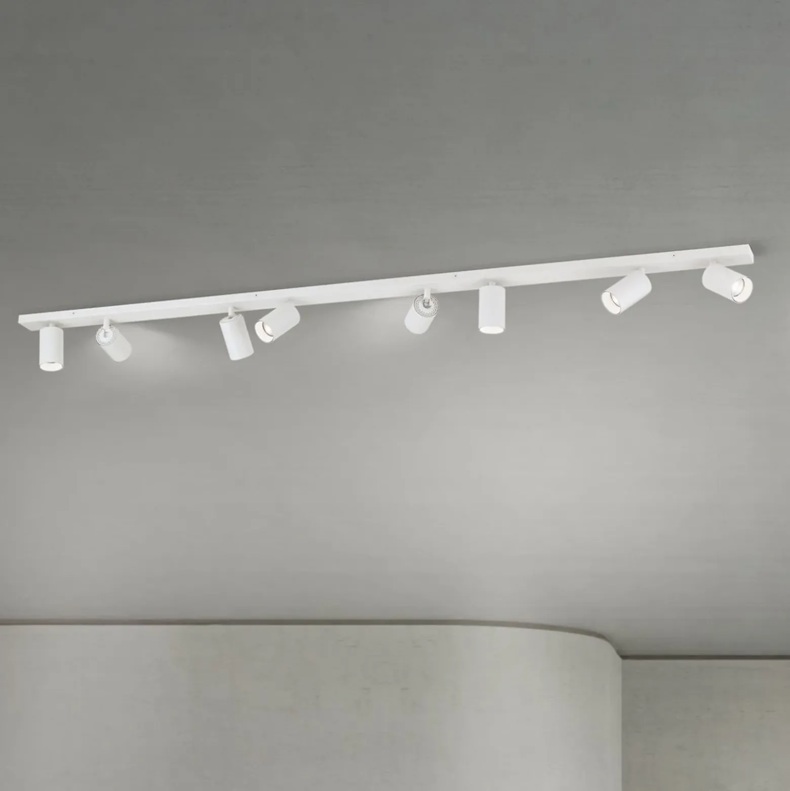 Downlight Sean, blanco, 8 luces, acero, aluminio, GU10