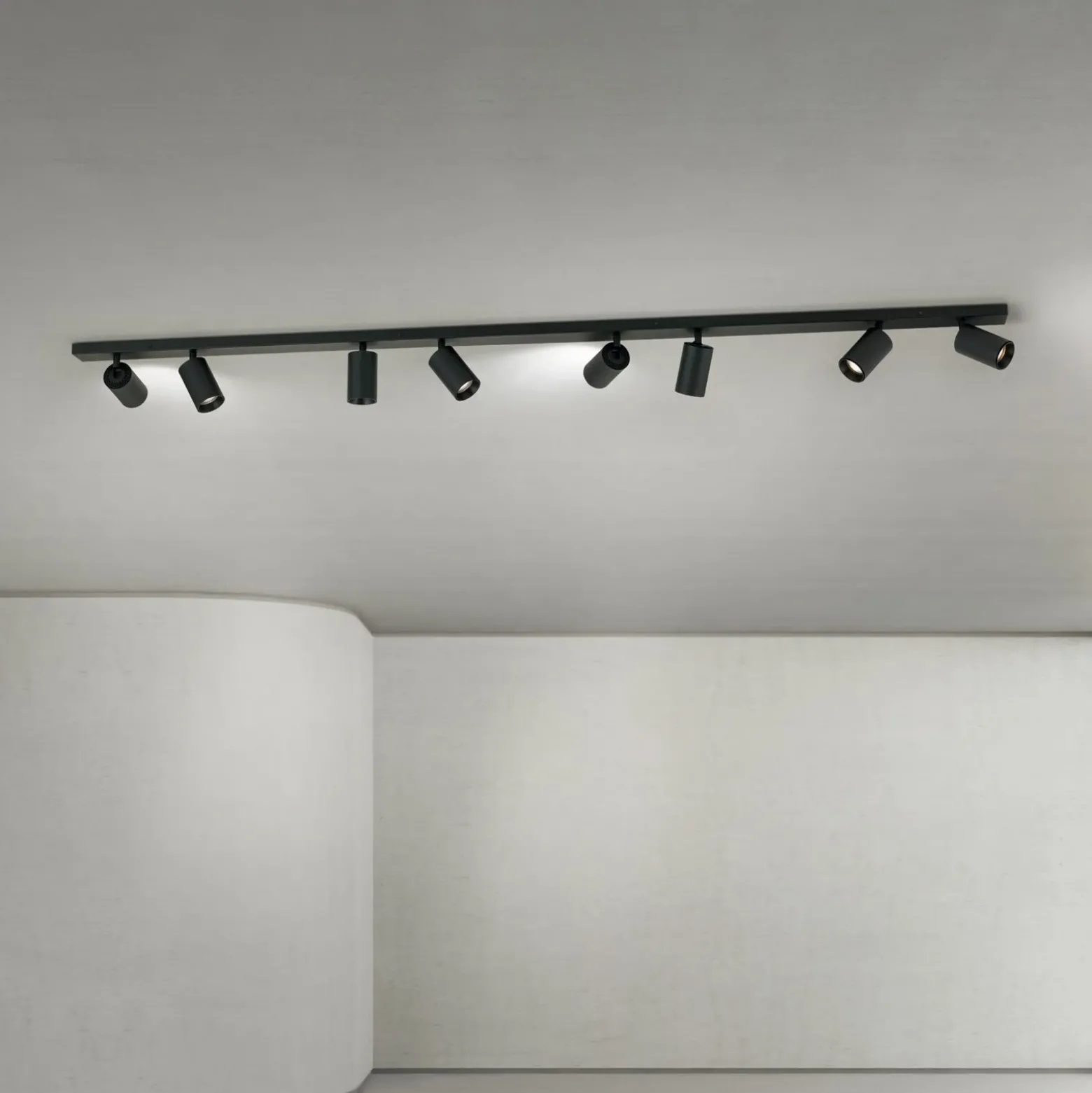 Downlight Sean, negro, 8 luces, acero, aluminio, GU10