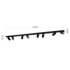 Downlight Sean, negro, 8 luces, acero, aluminio, GU10