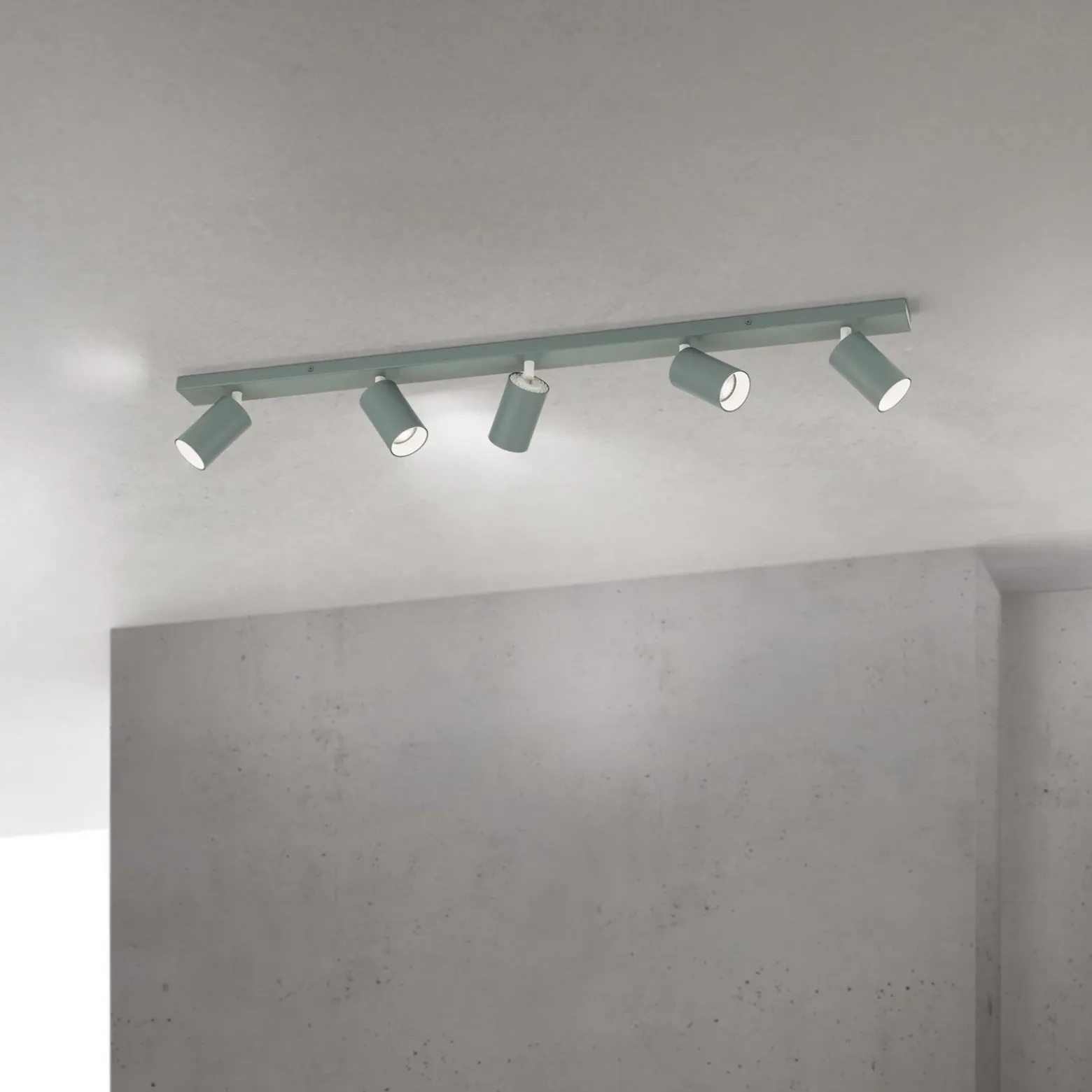 Downlight Sean, verde claro, 5 luces, aluminio, GU10