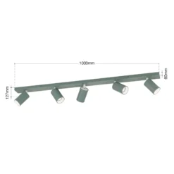Downlight Sean, verde claro, 5 luces, aluminio, GU10