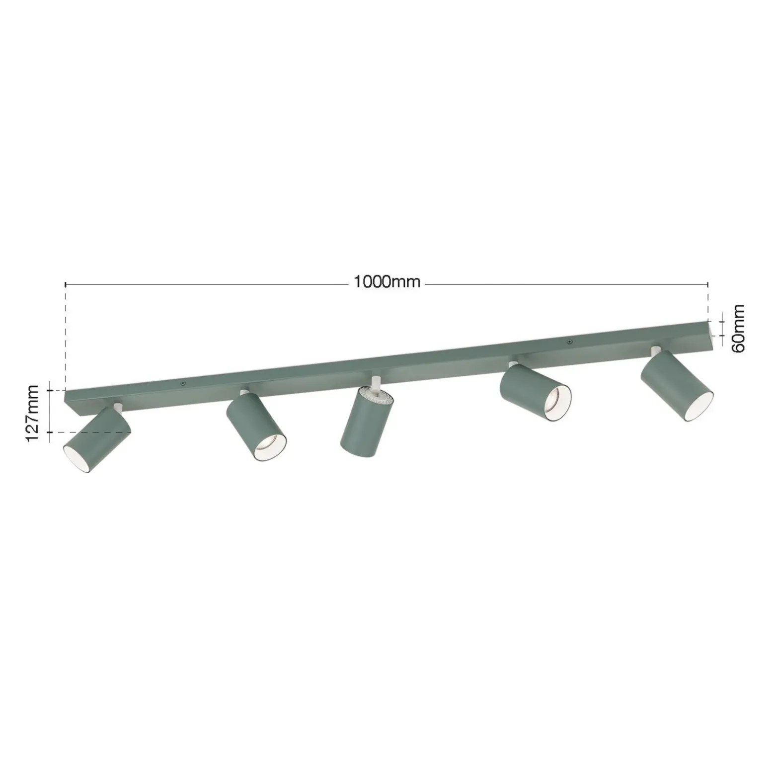 Downlight Sean, verde claro, 5 luces, aluminio, GU10