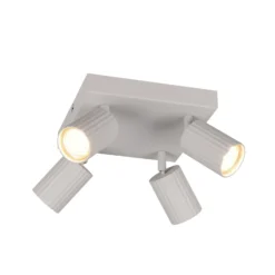 Downlight Soka, gris claro, longitud 20 cm, metal, 4 luces.