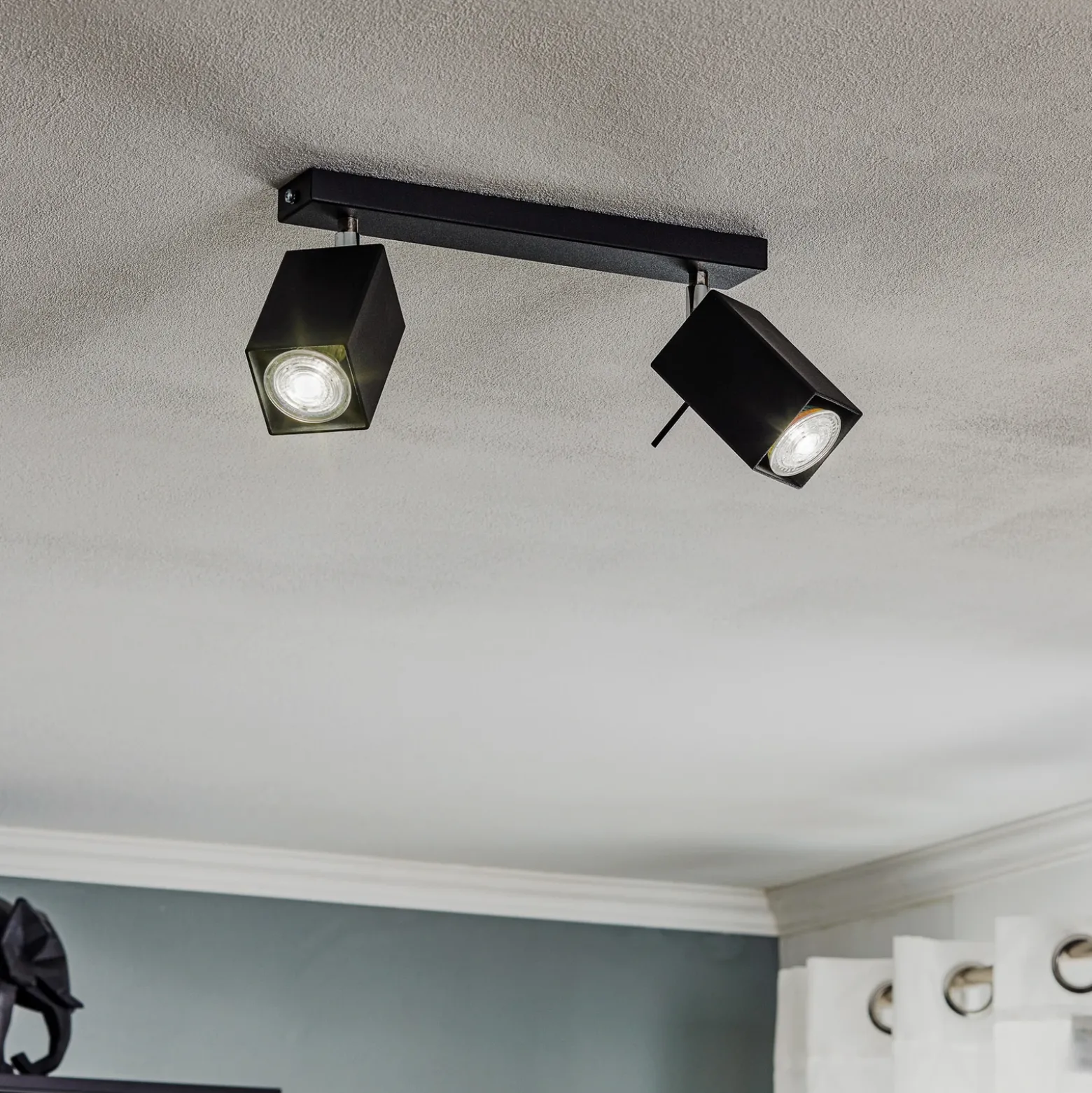 Downlight Square, negro, 2 luces