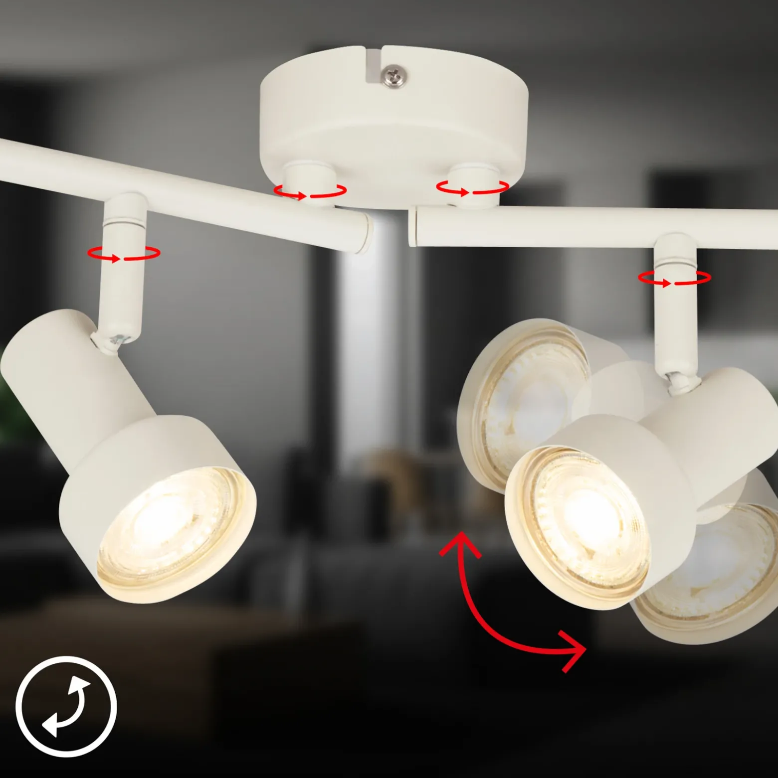 Downlight Tapp, blanco, longitud 61 cm, 4 luces, metal, GU10