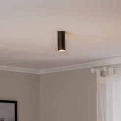 Downlight Tecno 1S, acero, GU10, altura 15 cm, negro