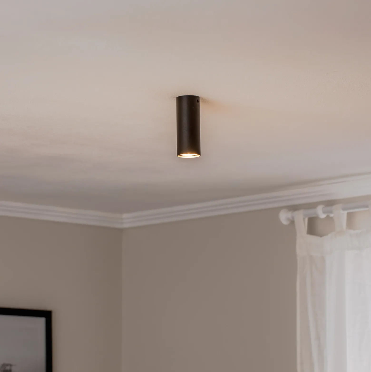 Downlight Tecno 1S, acero, GU10, altura 15 cm, negro