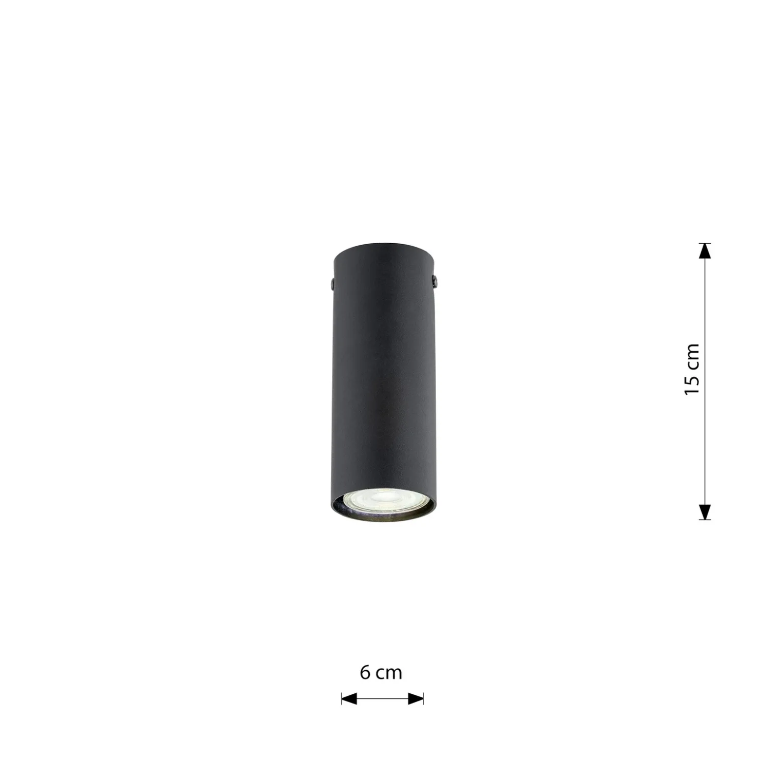Downlight Tecno 1S, acero, GU10, altura 15 cm, negro