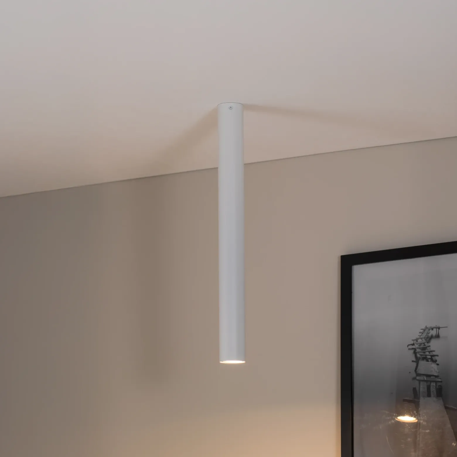 Downlight Tecno 1XL, acero, GU10, altura 60 cm, blanco
