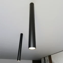 Downlight Tecno 1XL, acero, GU10, altura 60 cm, negro