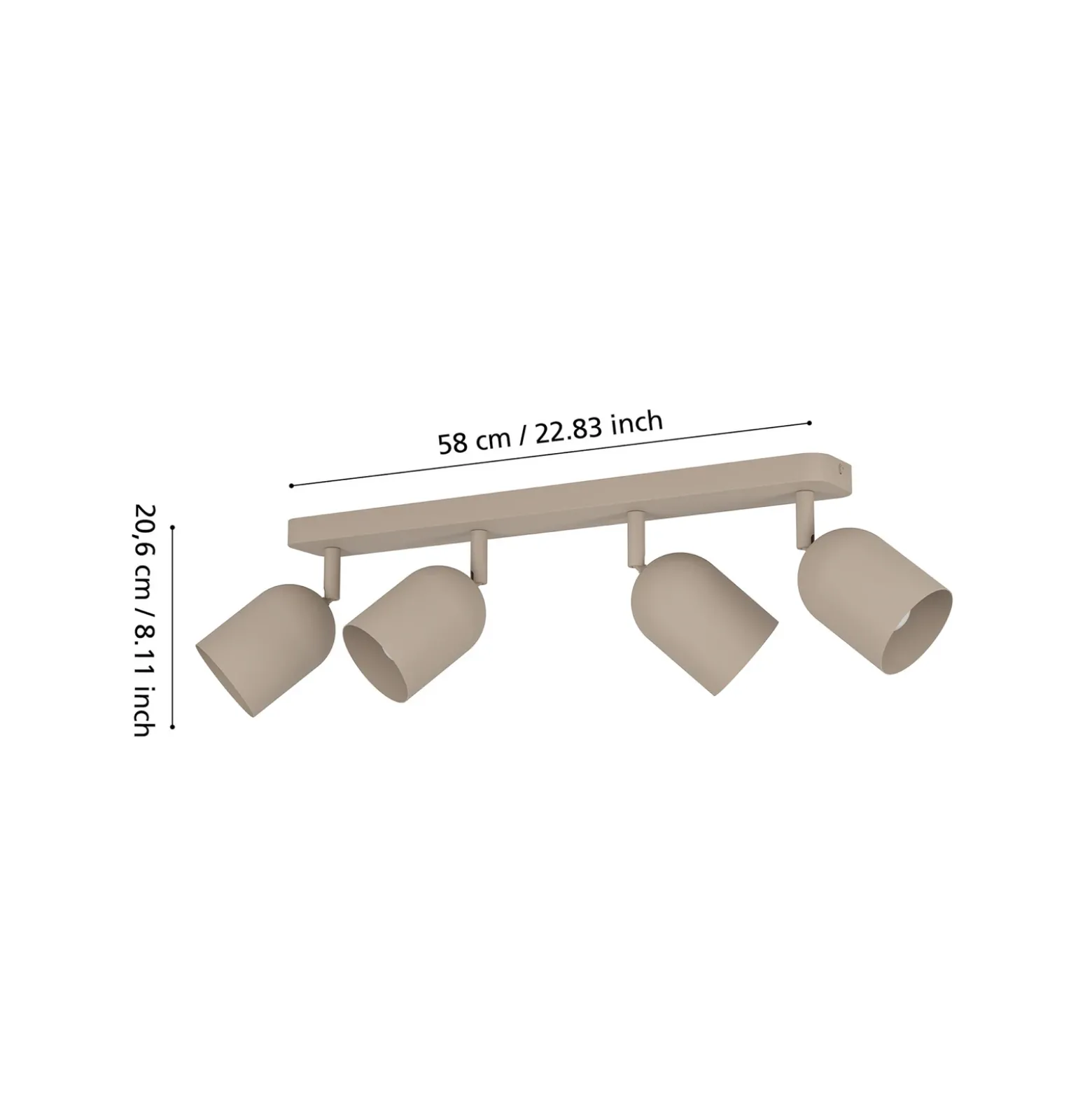 Downlight Tilston, beige, longitud 58 cm, 4 luces, acero