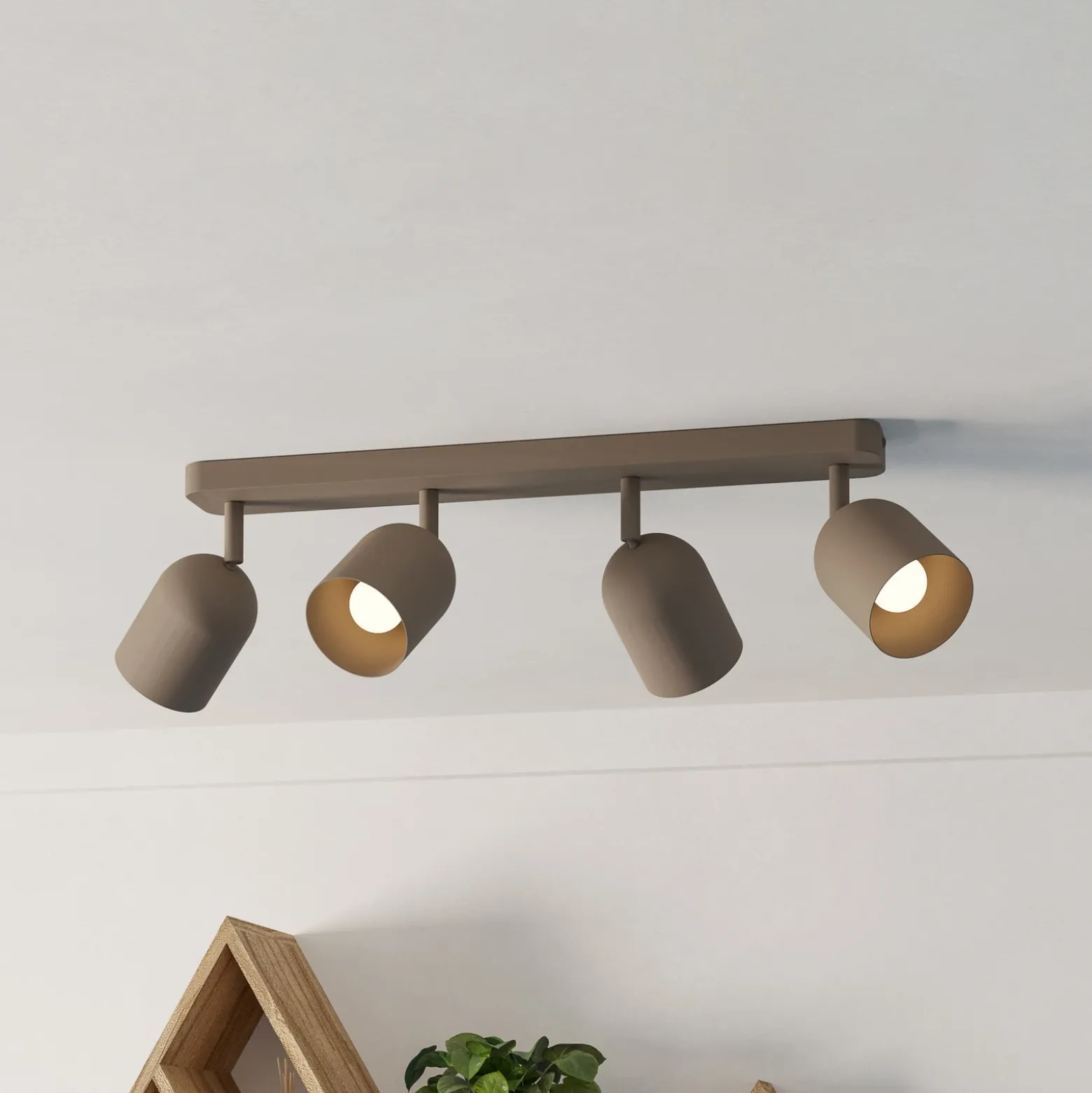 Downlight Tilston, beige, longitud 58 cm, 4 luces, acero