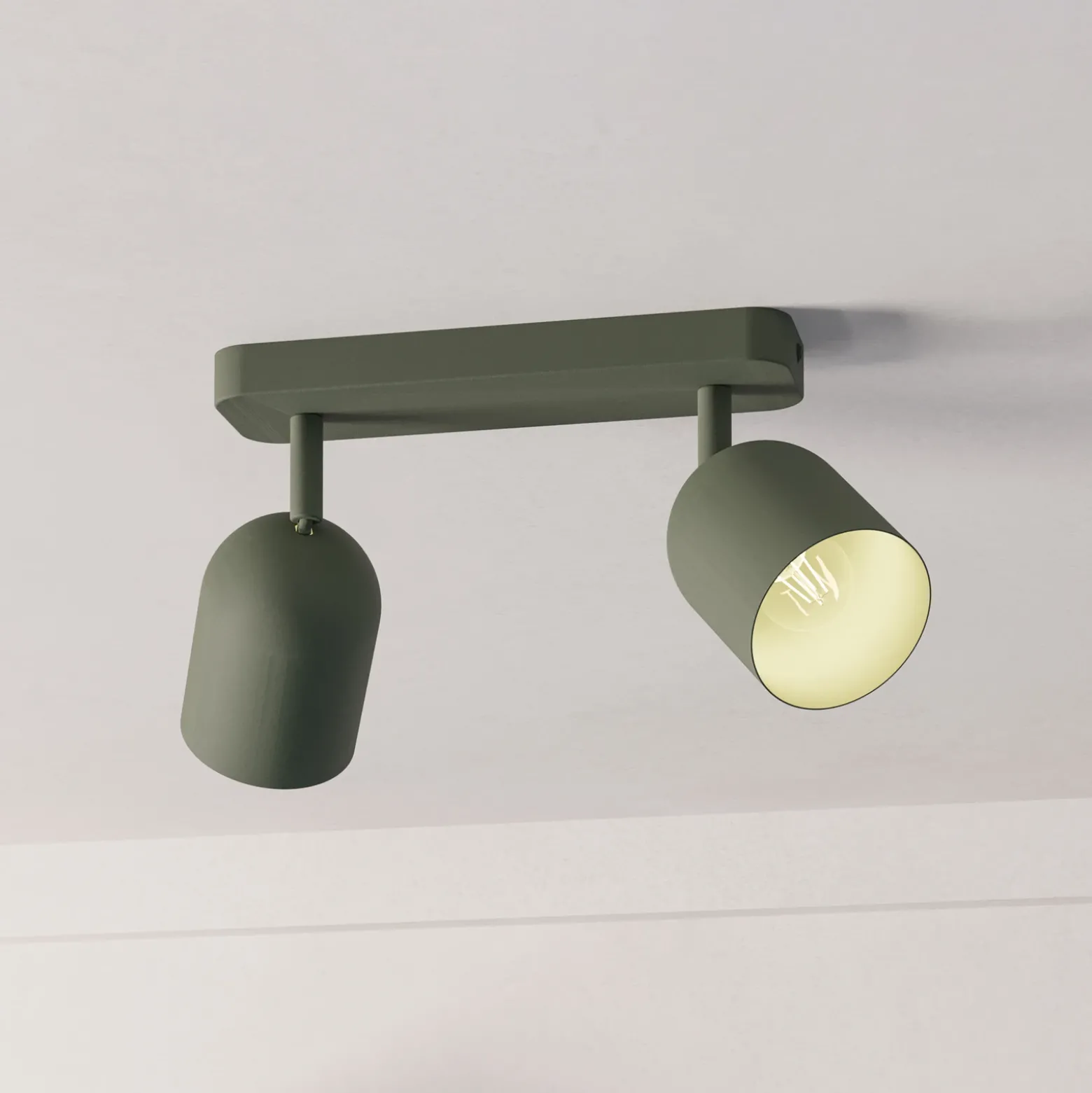 Downlight Tilston, verde oscuro, longitud 28 cm, 2 luces, acero
