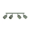 Downlight Tilston, verde oscuro, longitud 58 cm, 4 luces, acero