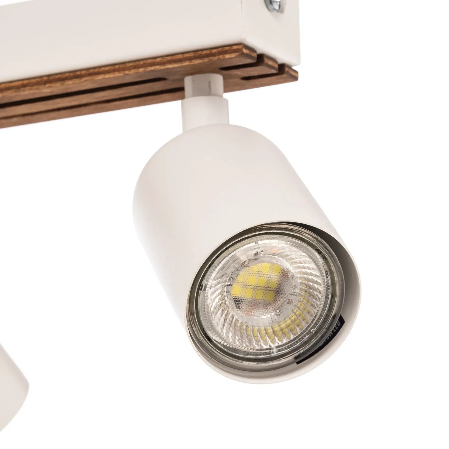 Downlight Tino, blanco/madera, 6 luces, 80 cm