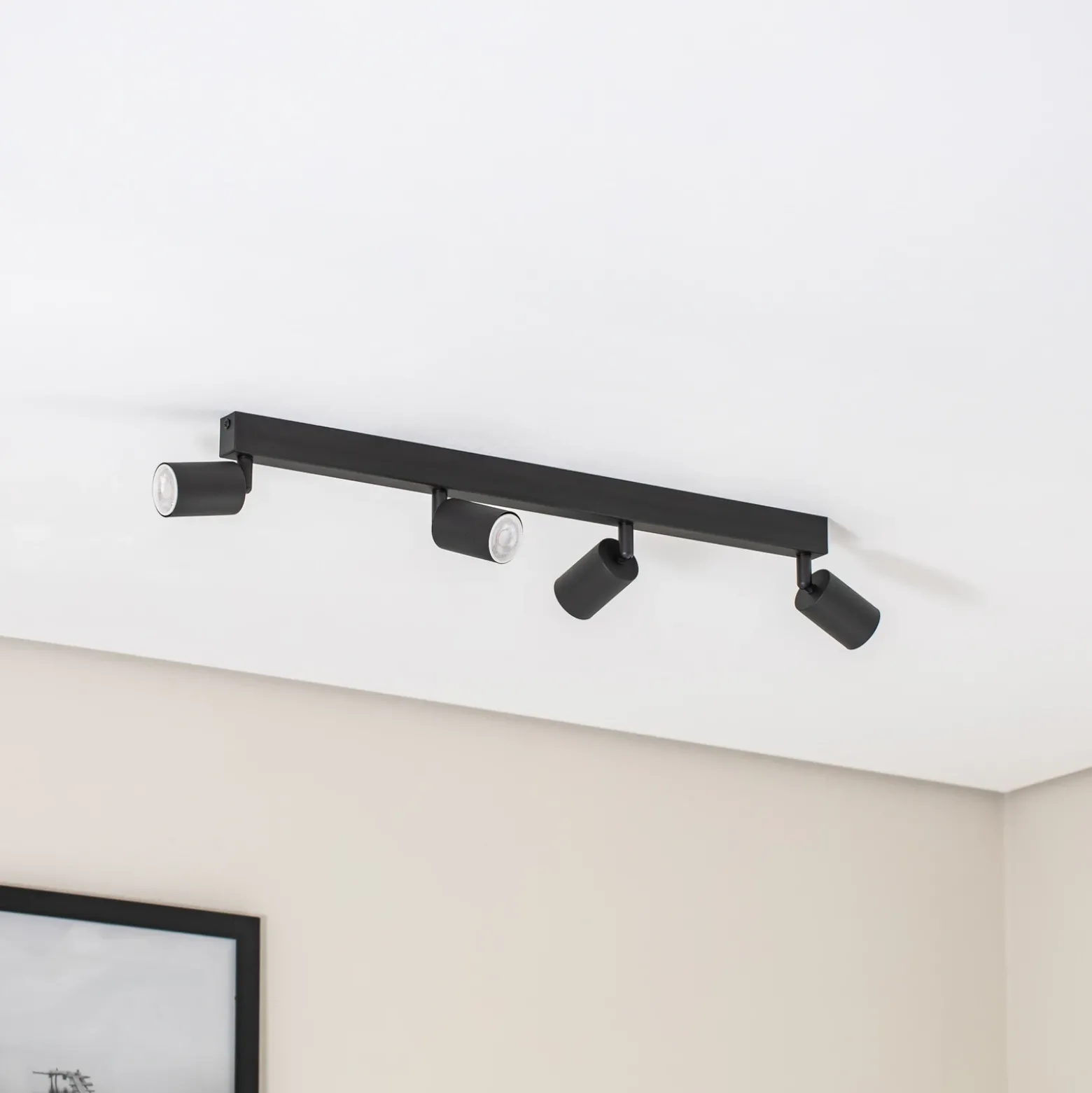 Downlight Top, negro, 83 cm, 4 luces, metal, GU10